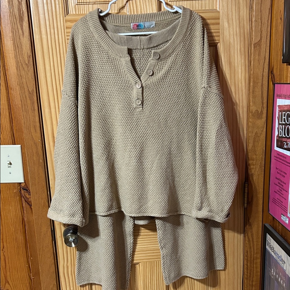 FP Beach Tan Knit Pants and Top Size Medium